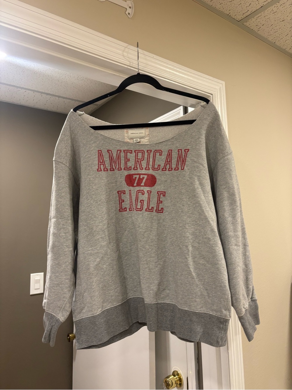 American Eagle Outfitters Gray Sweatshirt with Red Logo